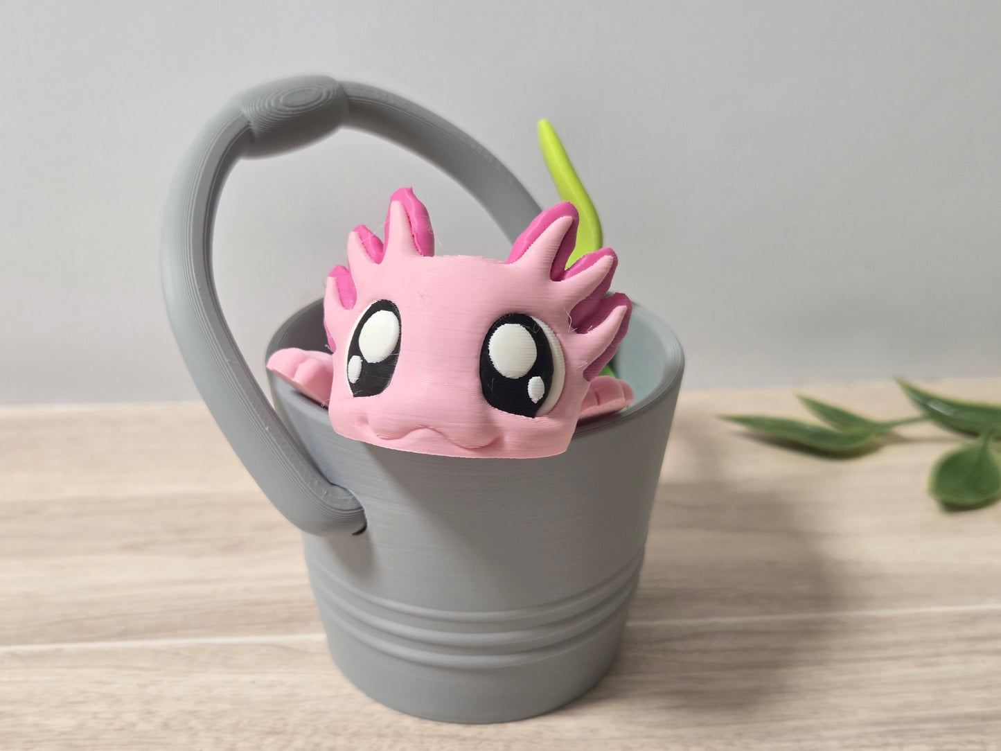 Pink axolotl bucket