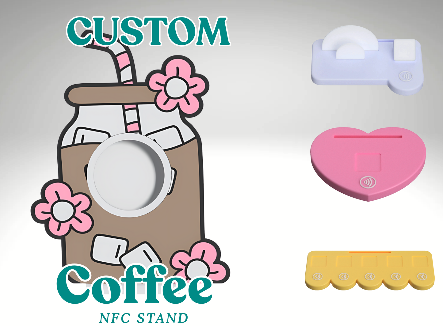Custom Flower Coffee Glass NFC Business Sign