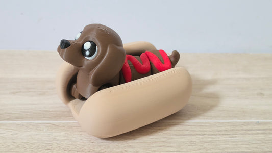 Brown dog in a bun