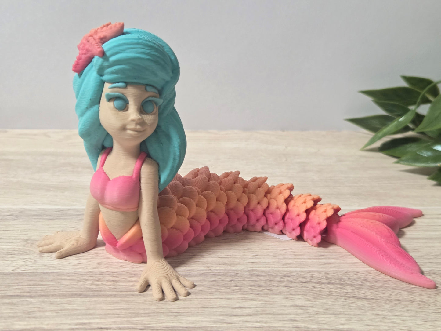 Teal and pink mermaid