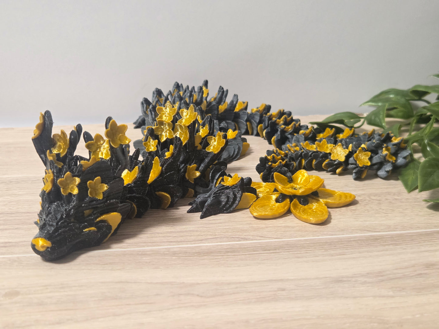 Gold and Black Cherry Blossom Dragon