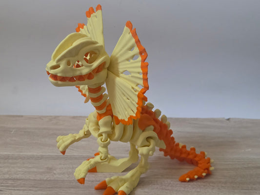 Yellow orange skelly dilophosaurus