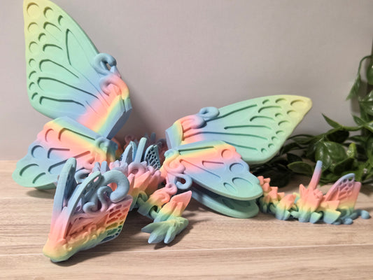 Winged rainbow butterfly dragon