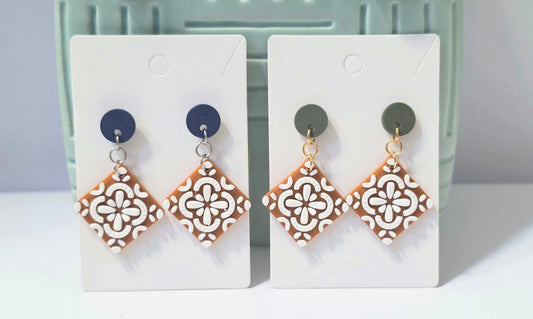 Tan Tile earrings
