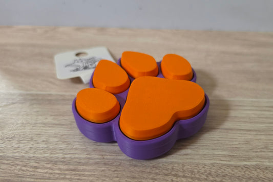 Purple orange paw print clicker