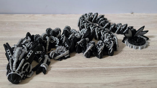 Black silver mechanical dragon