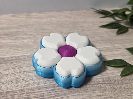 Blue white flower spinner clicker